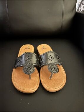 Palms Women’s Black Leather-Style Thong Sandals
